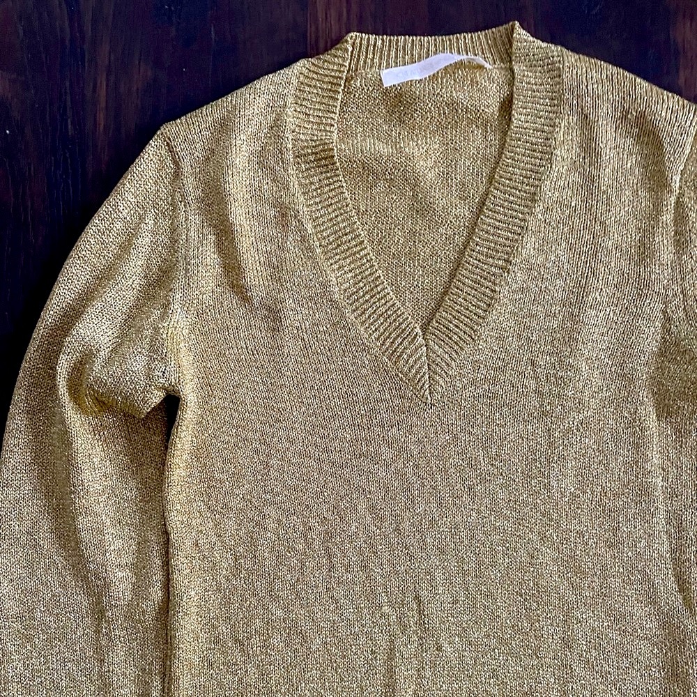 GLITTER! Gold shimmer sweater XS
